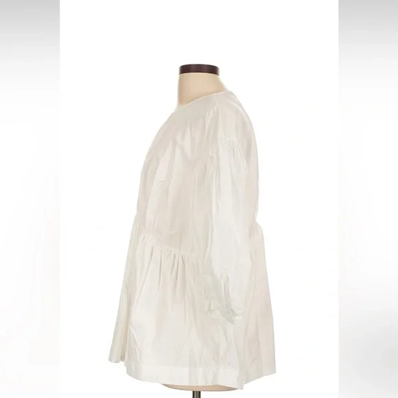 Simone Rocha Women’s Cream Peasant Blouse - Classic Lightweight Top - Picture 4 of 7